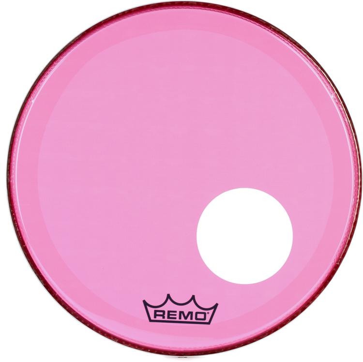Back In Stock! Remo Powerstroke P3 Colortone Pink Bass Drumhead - 18 Inch - With Port Hole