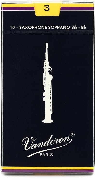 Vandoren Sr203 - Traditional Soprano Saxophone Reeds - 3.0 (10-Pack)