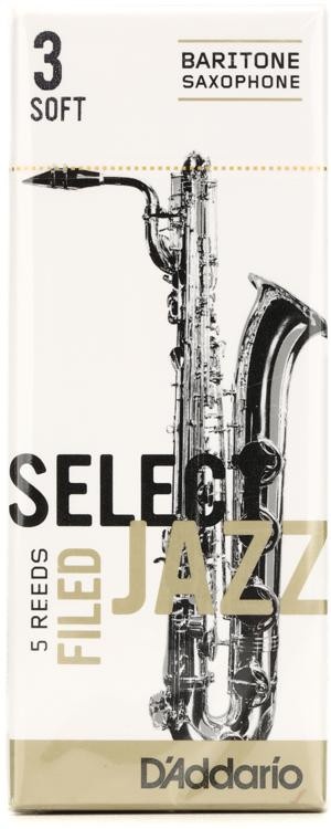 D'addario Rsf05bsx3s - Select Jazz Filed Baritone Saxophone Reeds - 3 Soft (5-Pack)