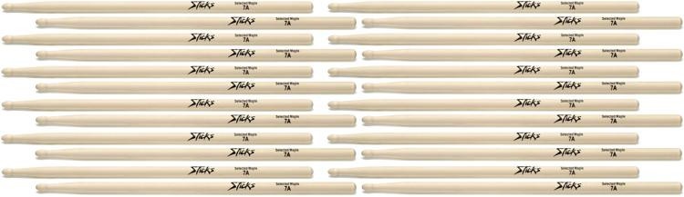 On-Stage Maple Drumsticks 12-Pair - 7A - Wood Tip