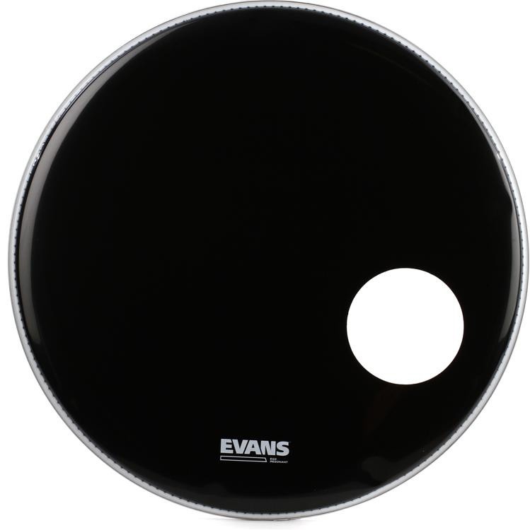 Evans Eq3 Resonant Black Bass Drumhead - 22 Inch - With Port Hole