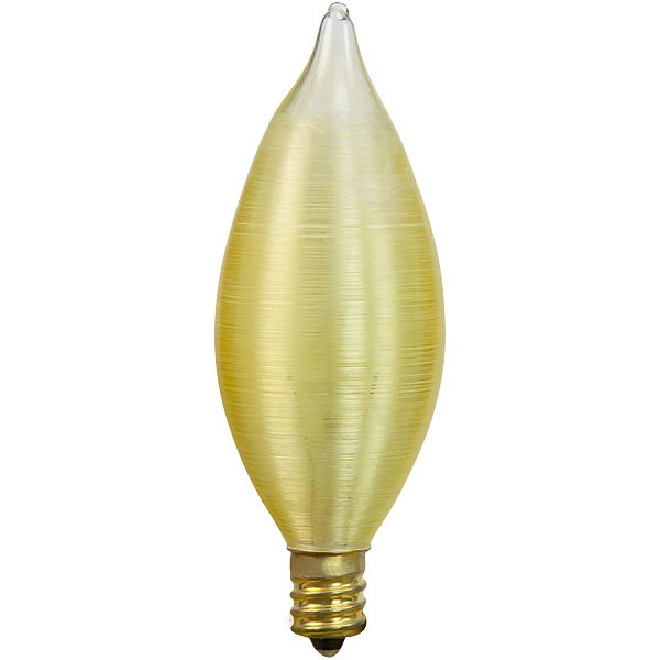 25 Watt - Spun Thread Satin Amber - Bent Tip - Incandescent Chandelier Bulb - 4 In. X 1.4 In