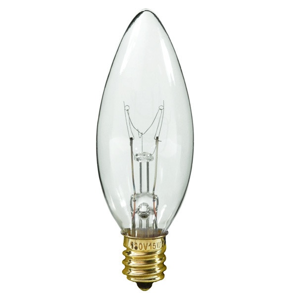 60 Watt - Clear - Straight Tip - Incandescent Chandelier Bulb - 3.9 In. X 1.3 In