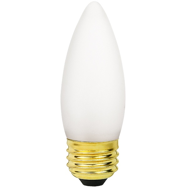 Shatter Resistant - 60 Watt - Frosted - Straight Tip - Incandescent Chandelier Bulb - 3.9 In. X 1.3 In