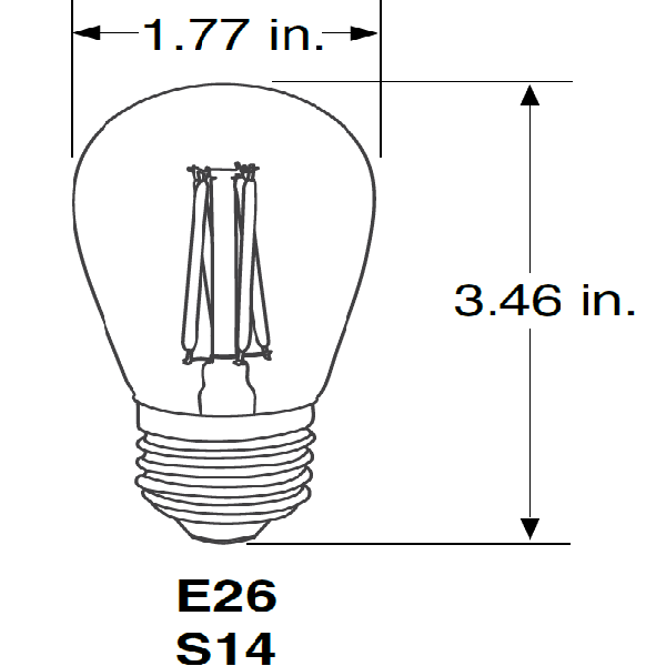150 Lumens - 2 Watt - 2700 Kelvin - Led S14 Bulb