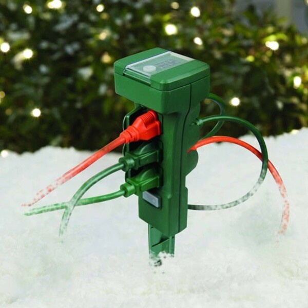 Outdoor Power Outlet - Yard Stake - Photocell Timer - (6) Grounded Outlets