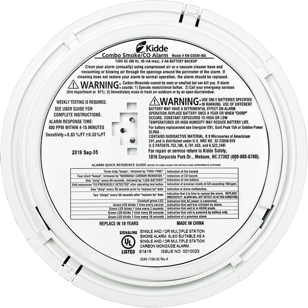 Smoke And Carbon Monoxide Alarm - Detects Flaming Fires And/Or Co Hazard