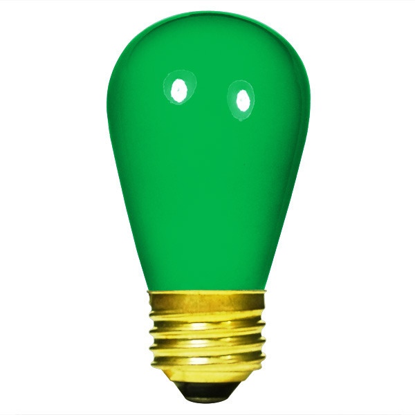 11 Watt - S14 Light Bulb - Opaque Green - 4 Pack