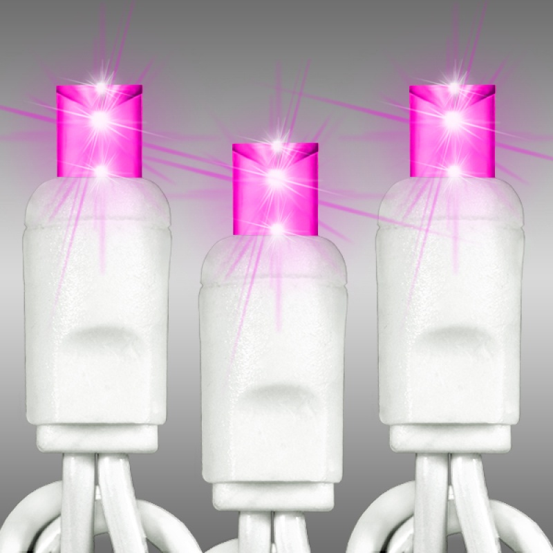 Bulbed Stringer Led Mini Light Stringer - 17 Ft. - (50) Leds - Pink - 4 In. Bulb ...