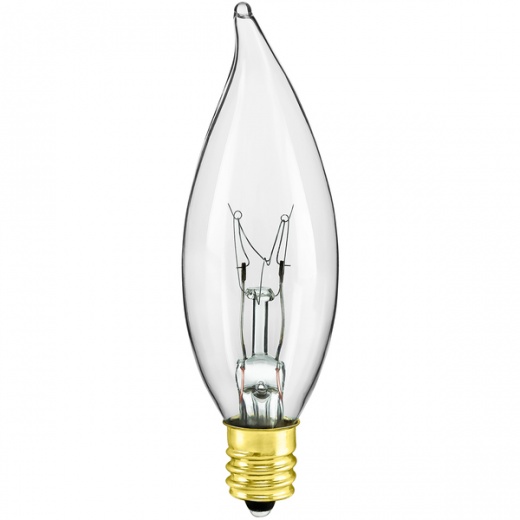 25 Watt - Clear - Bent Tip - Incandescent Chandelier Bulb