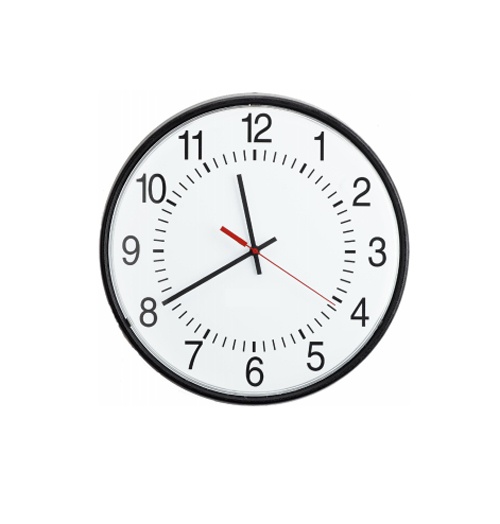 16In Rnd Wired Analog Clock, Black, Sur