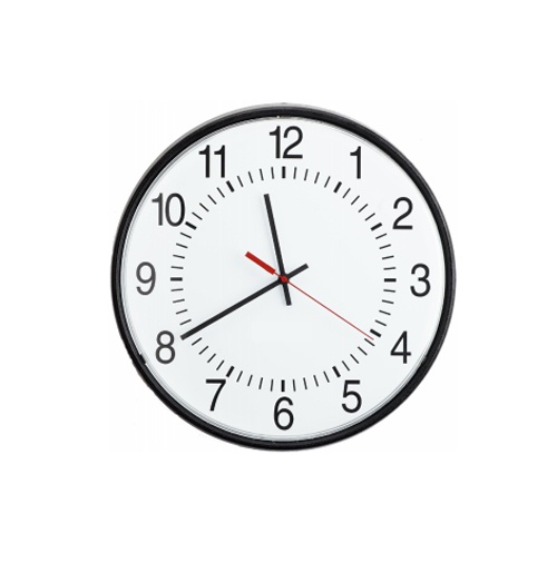 Valcom 16In Rnd Wired Analog Clock, Black
