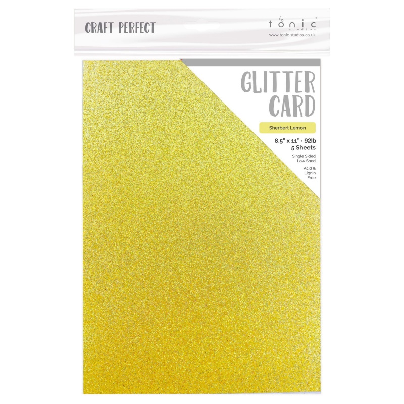 Glitter Card - Sherbet Lemon - 8.5"X11" (5/Pk) - Spring Meadow Trend