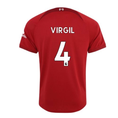 2022-2023 Liverpool Virgil #4 Home Soccer Jersey, Size: m