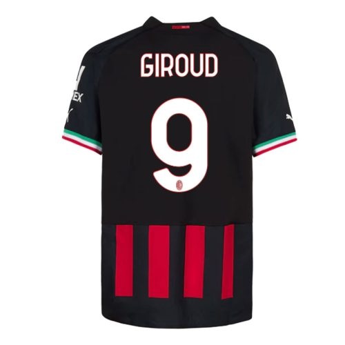 2022-2023 Ac Milan Giroud #9 Home Soccer Jersey, Size: 2Xl