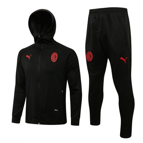 2021-2022 Ac Milan Hoodie Jacket + Pants Training Suit Black, Size: Xl