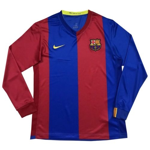 Retro 2006-2007 Barcelona Home Long Sleeve Soccer Jersey, Size: l