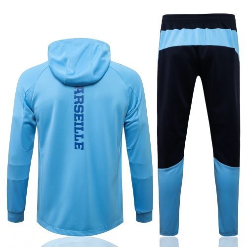2021-2022 Marseille Hoodie Jacket + Pants Training Suit Light Blue, Size: l