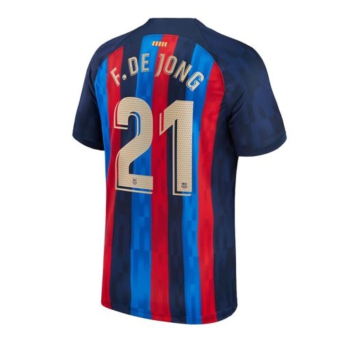 2022-2023 Barcelona F. De Jong #21 Home Soccer Jersey, Size: m