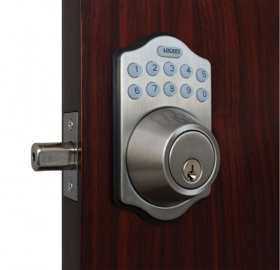 LockeyUSA E910SN Electronic Deadbolt Remote Control Satin Nickel