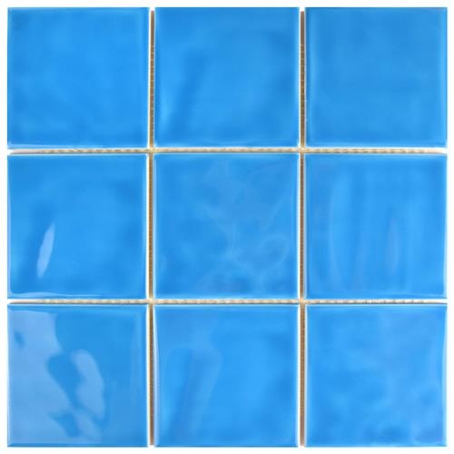 Twist Blue Sky Ceramic Mosaic - 11 3/4" x 11 3/4" Glossy