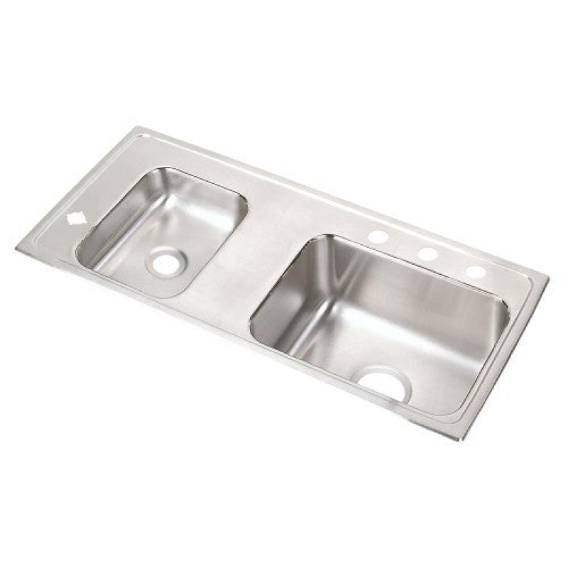 Drkr3717l4 Lustertone Classic Stainless Steel Drop In Double Bowl Kitchen Sink - 37 1/4" X 17" X 7 5/8" - Stainless Steel