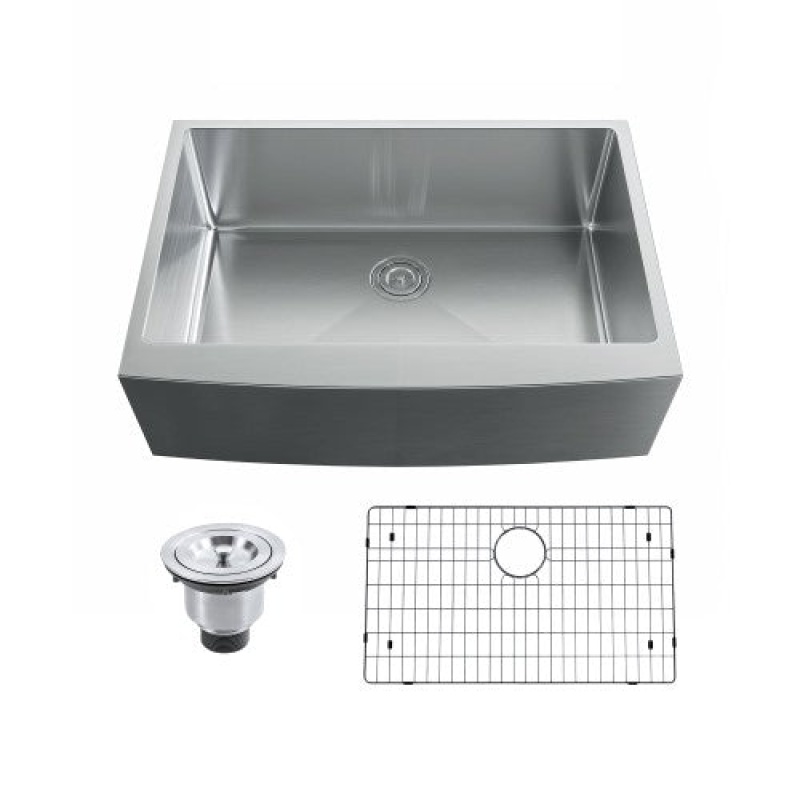 6008 3021 Stainless Steel Undermount Single Bowl Kitchen Sink - 29 3/4" X 20 3/4" X 10" With Grid & Strainer - Satin