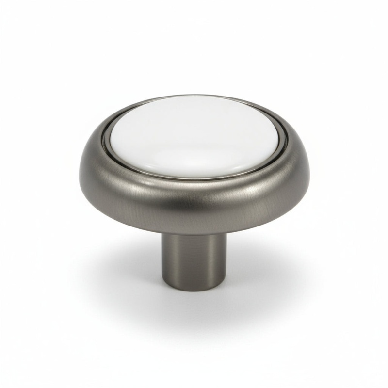 White Zinc Alloy Cabinet Knob 1 3/16" x 1 3/16"