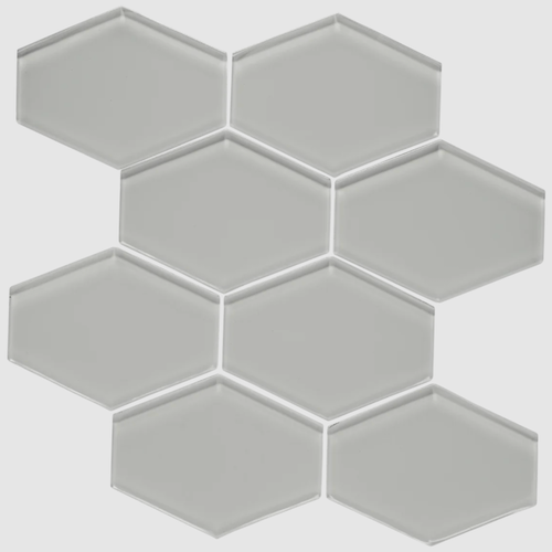 Glass Essentials Fog Glass Mosaic - Elongated Hexagon