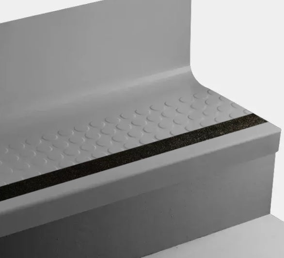 Grey Raised Round Rubber Moulding / Trim Stair Tread