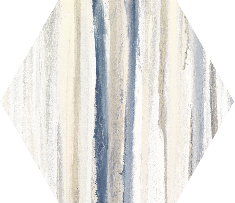 Flow Blue Porcelain Tile - Textured - 8.5" X 9.75" Hexagon