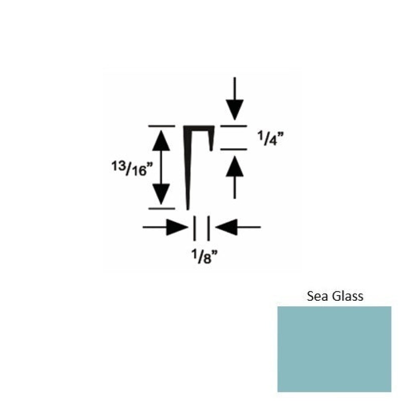 Solid 46 Sea Glass Rubber Cove Cap Square - 1/8" X 9 Ft (108")