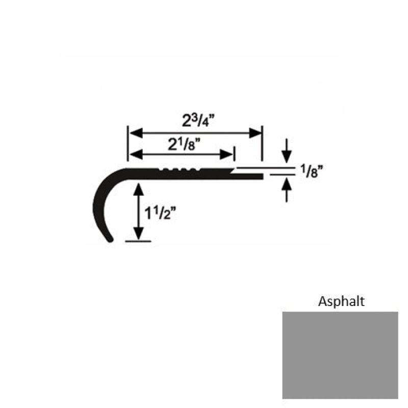 Solid 10 Asphalt Rubber Underlap Stair Nosing