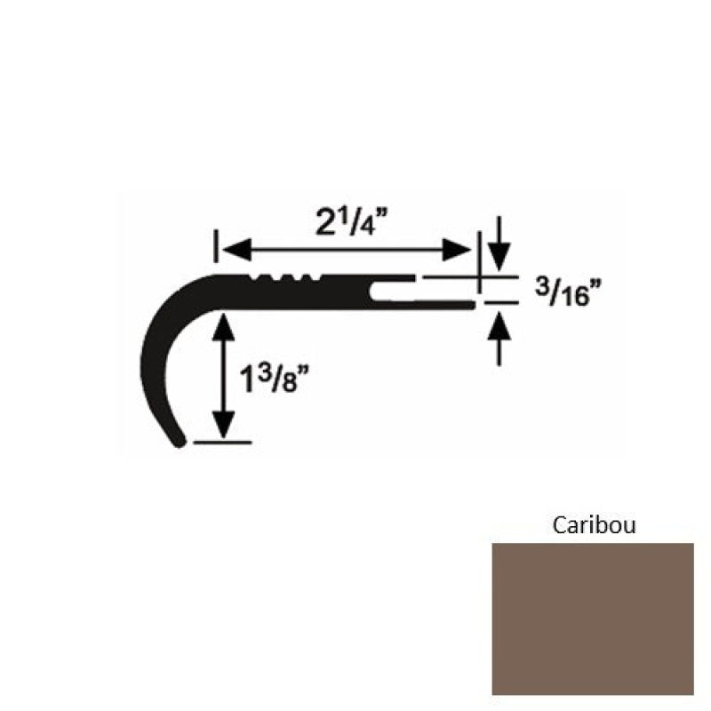 Solid 18 Caribou Rubber Undercut Carpet Nosing