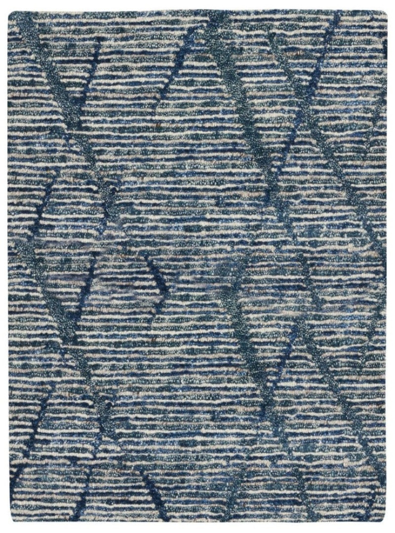 Ocean Indigo Ocp02 Wool Blend Contemporary Area Rug - 9 Ft X 12 Ft - Indigo