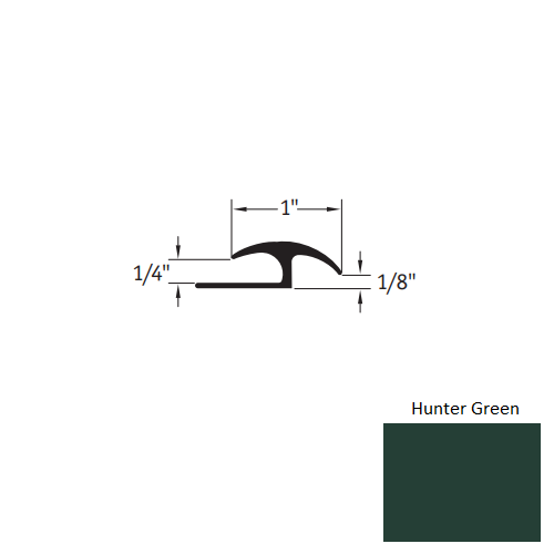Johnsonite Hunter Green Vinyl Moulding / Trim - 1" X 12 Ft (144") X 1/4" - 1/8" Adaptor - Adaptor