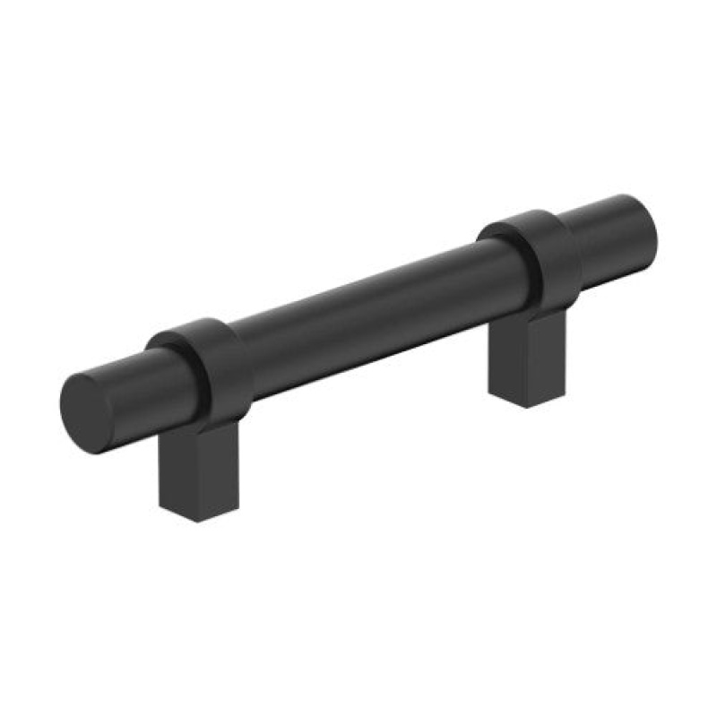 Central Zinc Bar Cabinet Pull - Matte Black