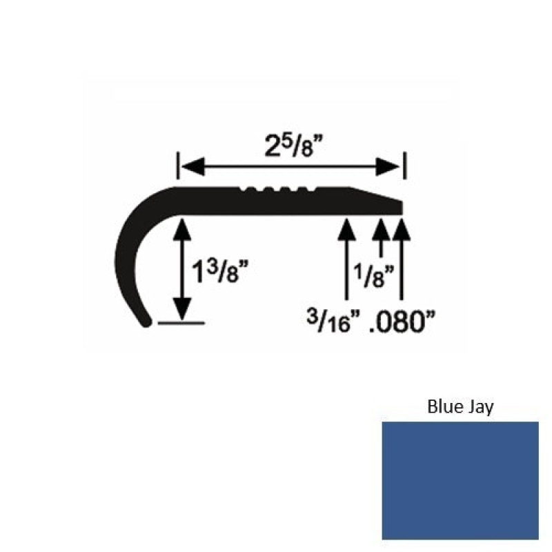 Solid 04 Blue Jay Rubber Residential Stair Nosing (Rd) - 2 5/8" X 9 Ft (108")