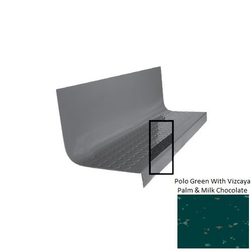 Spextones Polo Green With Vizcaya Palm & Milk Chocolate Type 1776 With Flush Carborundum Strip Distinct Designs Rubber - 20 1/2" X 72" Stair Tread - Rgt Radial Ii Raised Disc Design