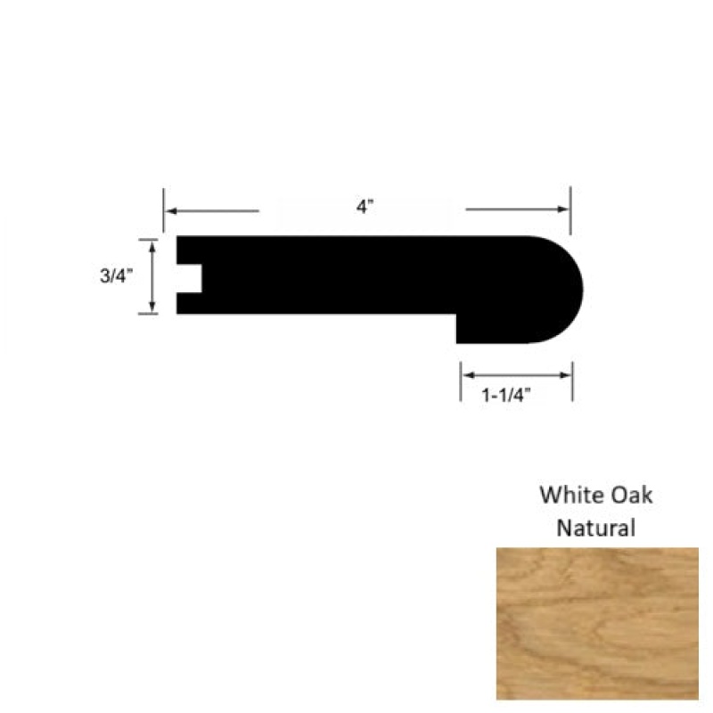 Heritage Solid White Oak Natural Hardwood Moulding / Trim - 4" X 92" Round Stair Nose - Urethane