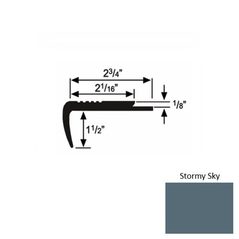 Solid 09 Stormy Sky Rubber Underlap Stair Nosing (Sq) - 2 3/4" X 9 Ft (108")