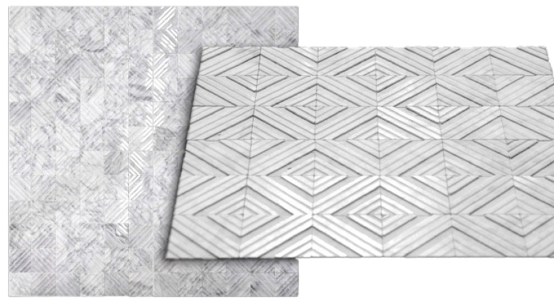 Carrara Marble Mosaic - 2" Diamond - Polished