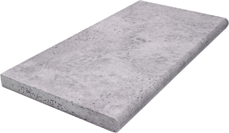 Cleopatra Gray Marble Bullnose Coping - Sandblasted - 12" X 24"