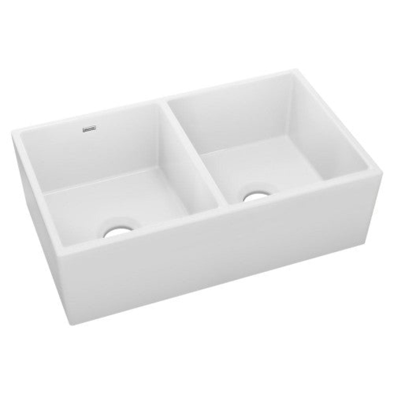 Swuf32189wh Fireclay White Farmhouse Double Bowl Kitchen Sink - 33" X 19 15/16" X 9" - White