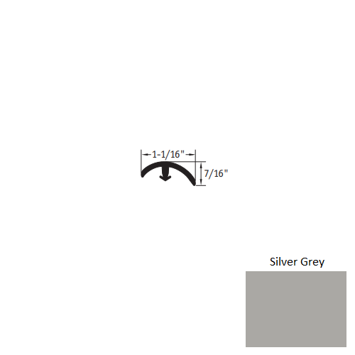 Johnsonite Silver Grey Vinyl Moulding / Trim - 1 1/16" X 12 Ft (144") X 1/4" & 5/16" - 1/8" T Molding - T Molding
