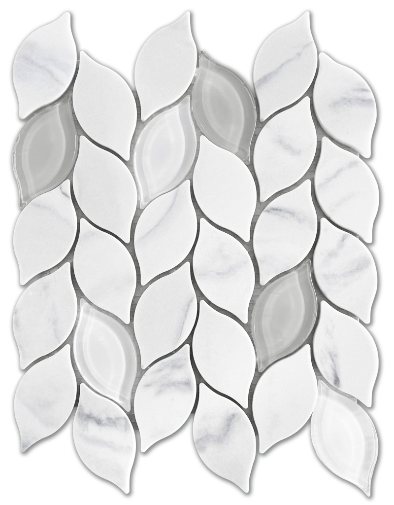 L'amour White Glass Mosaic - Leaf - Mixed