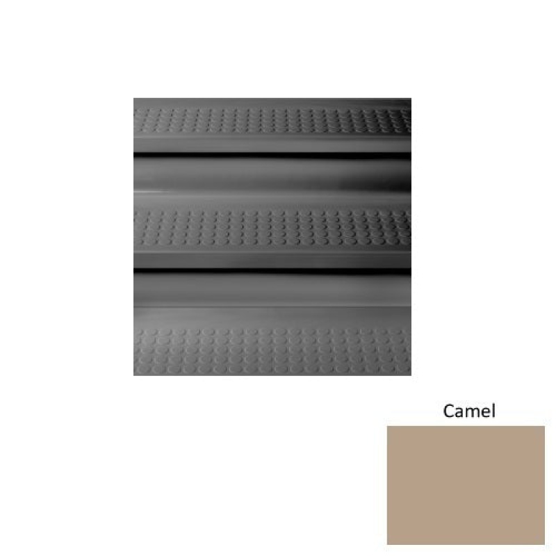 Solid 98 Camel Vantage Raised Circular Rubber (Sq) With Safety Yellow Abrasive Strip Stair Tread - Textured