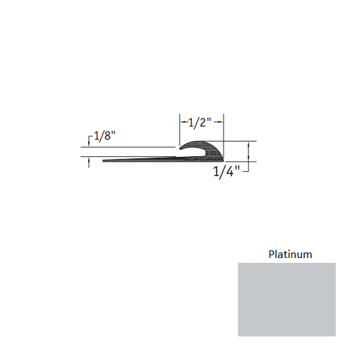 Johnsonite Platinum Vinyl Moulding / Trim - 1/2" X 12 Ft (144") X 1/8" Slim Line Transition - Slim Line Transition