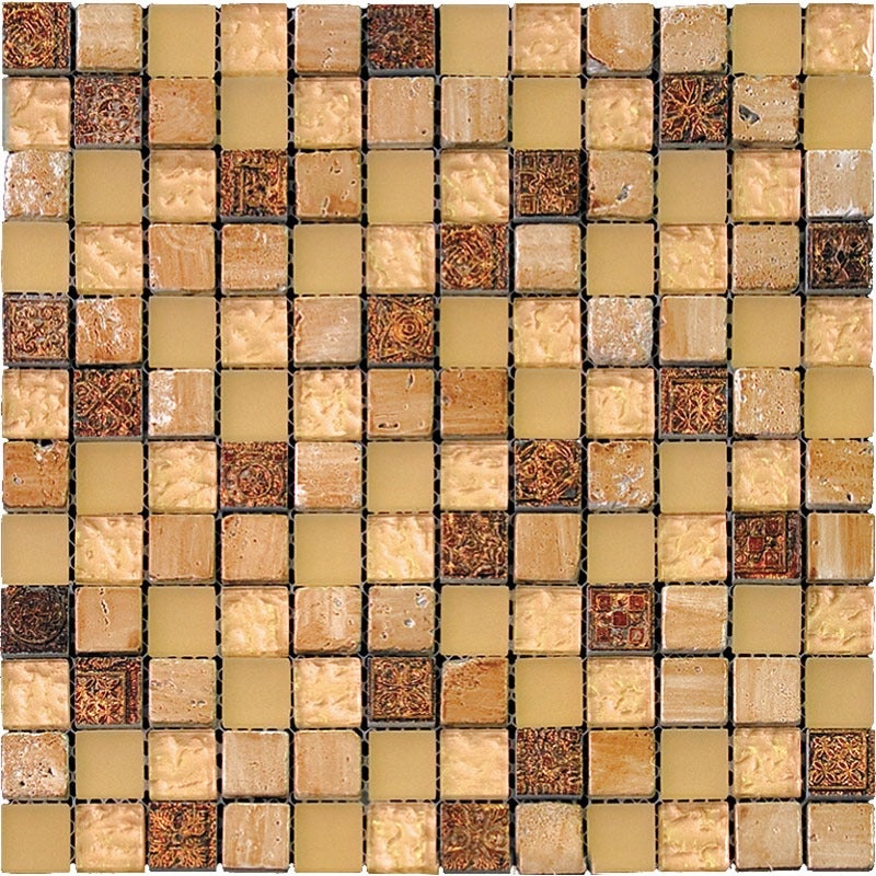 Inka Copper Kettle Mixed Mosaic - 0.9" X 0.9" - Glossy & Foiled