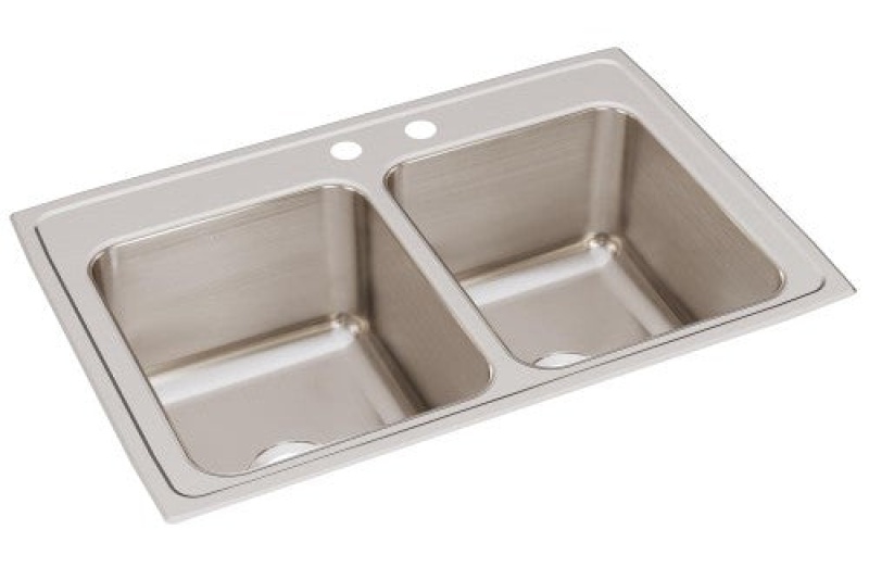 Dlrq332212mr2 Lustertone Classic Stainless Steel Drop In Double Bowl Kitchen Sink - 33" X 22" X 12 1/8" With 2 Holes - Stainless Steel